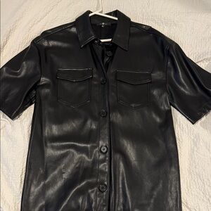 7 For All Mankind Black Button Down Shirt